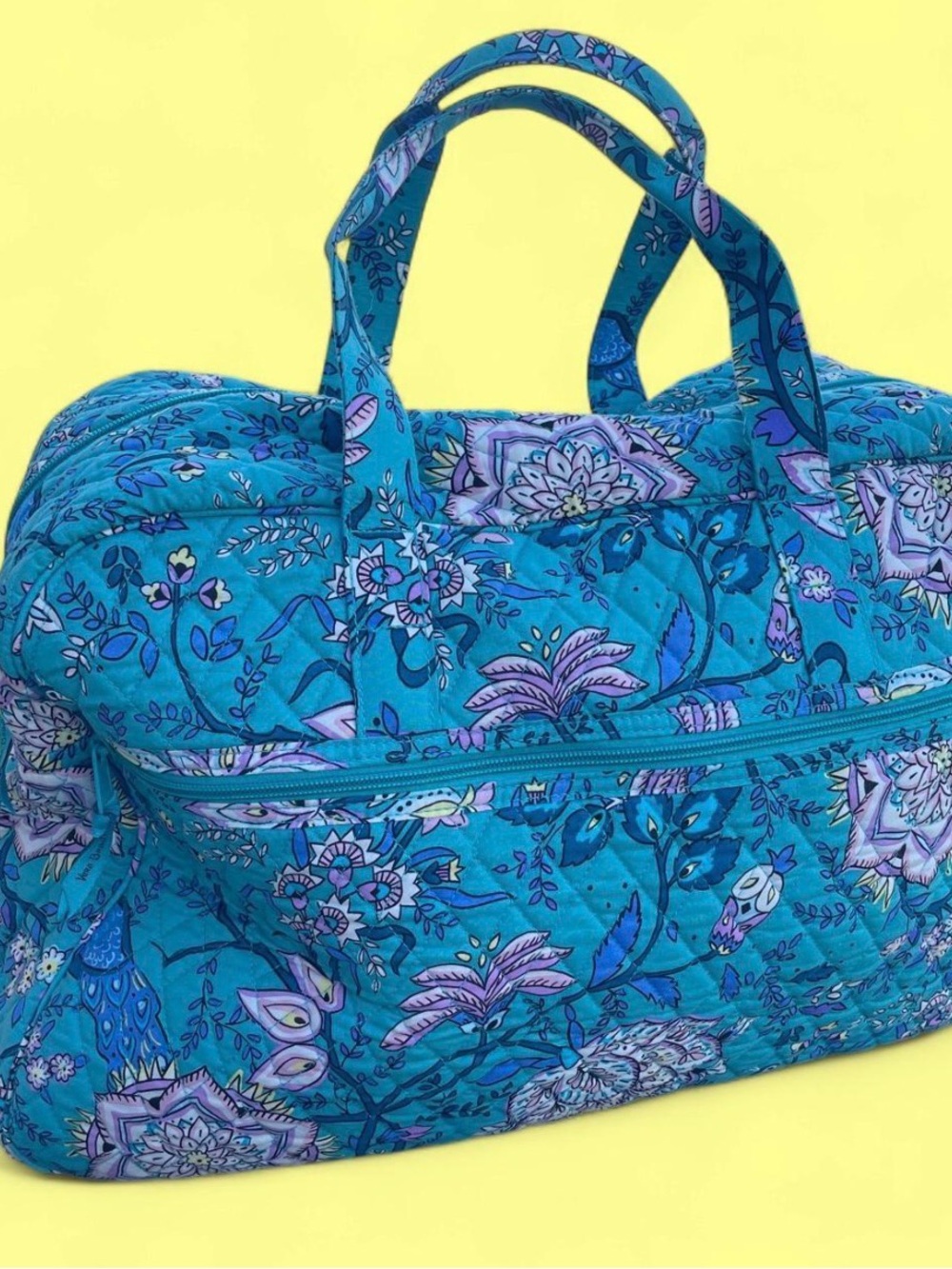 Vera Bradley Turquoise Floral Quilted Travel Duffel